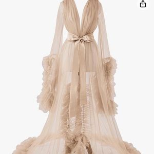 Champagne Long Bridal Lingerie Robe